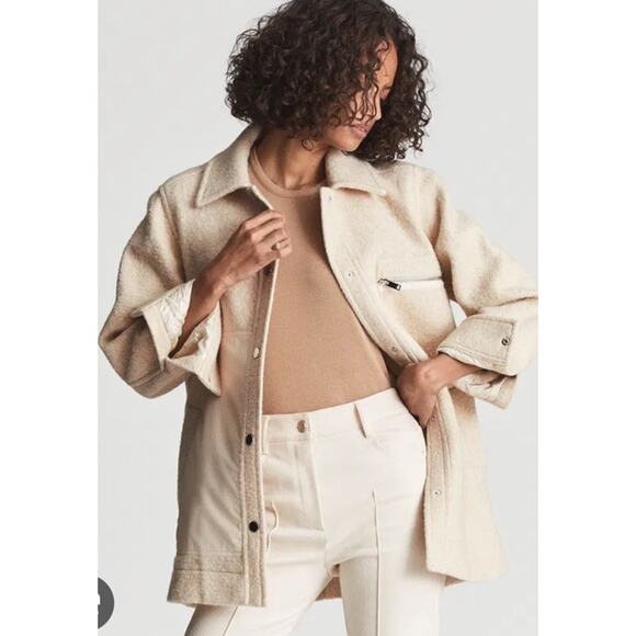 REISS LIO RELAXED FIT UTILITY JACKET in Wool Shirt Shacket SZ US4 SMALL Oversize - Picture 1 of 13